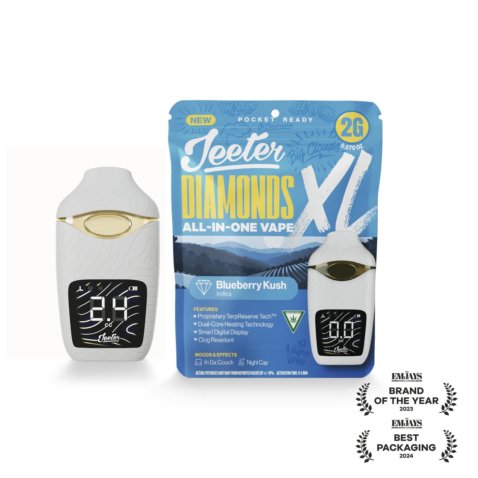 Jeeter | Blueberry Kush | Diamonds XL 2G All-In-One Vape by Jeeter