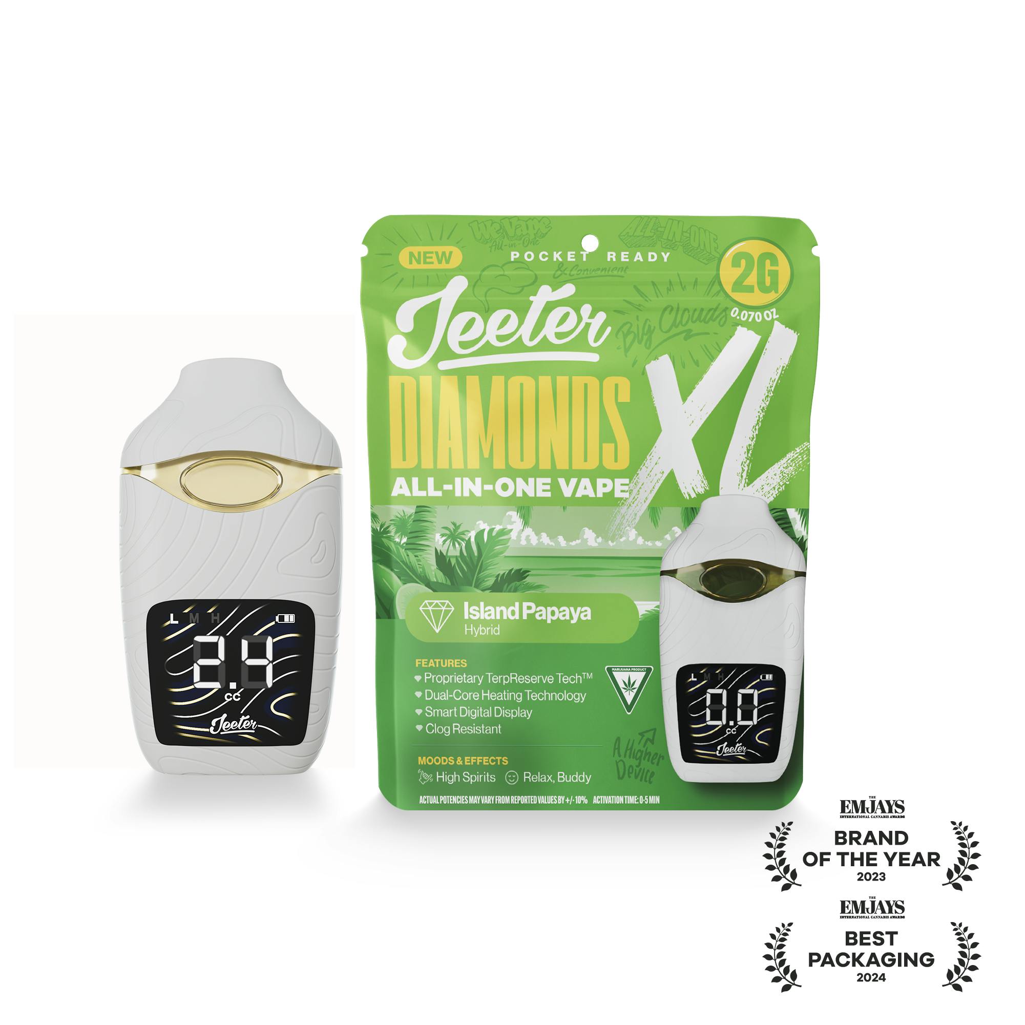 Jeeter | Island Papaya | Diamonds XL 2G All-In-One Vape by Jeeter