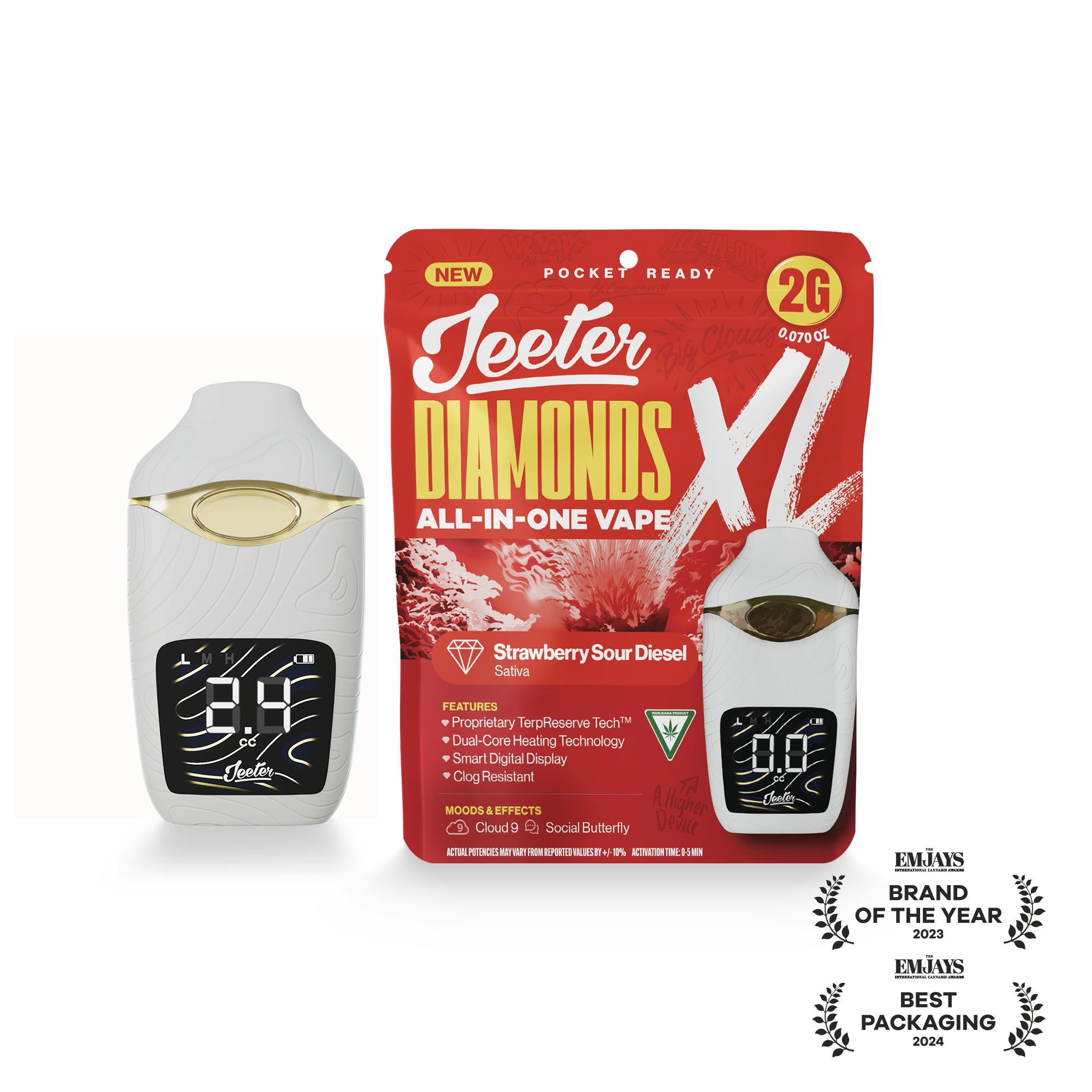 Jeeter | Strawberry Sour Deisel | Diamonds XL 2G All-In-One Vape by Jeeter