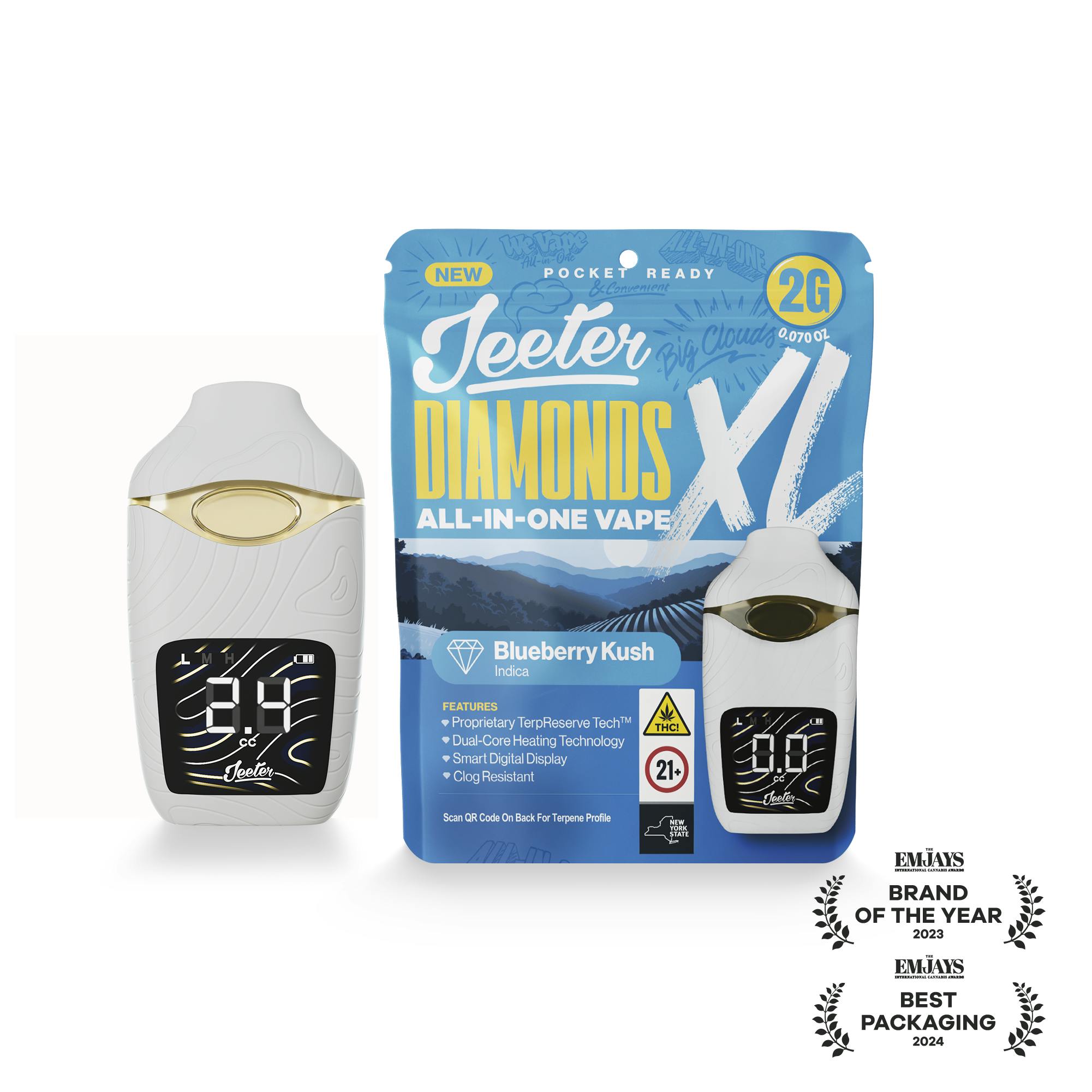 Jeeter | Blueberry Kush | Diamonds XL 2G All-In-One Vape