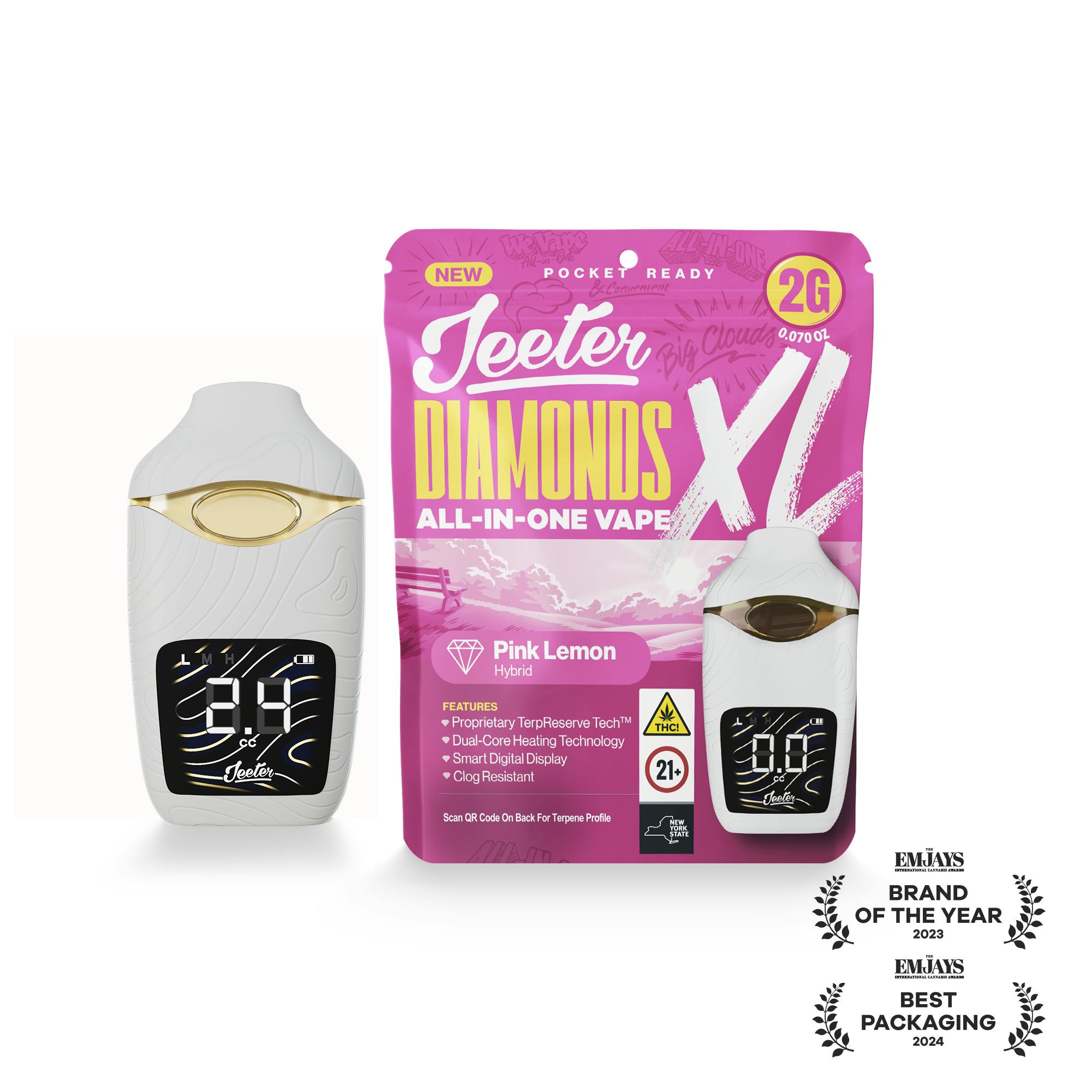 Jeeter | Pink Lemon | Diamonds XL 2G All-In-One Vape