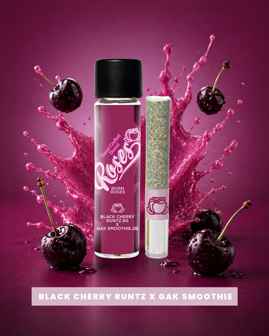 Black Cherry Runtz .8g x Gak Smoothie .2g | Live Resin Donut | 1g by Roses