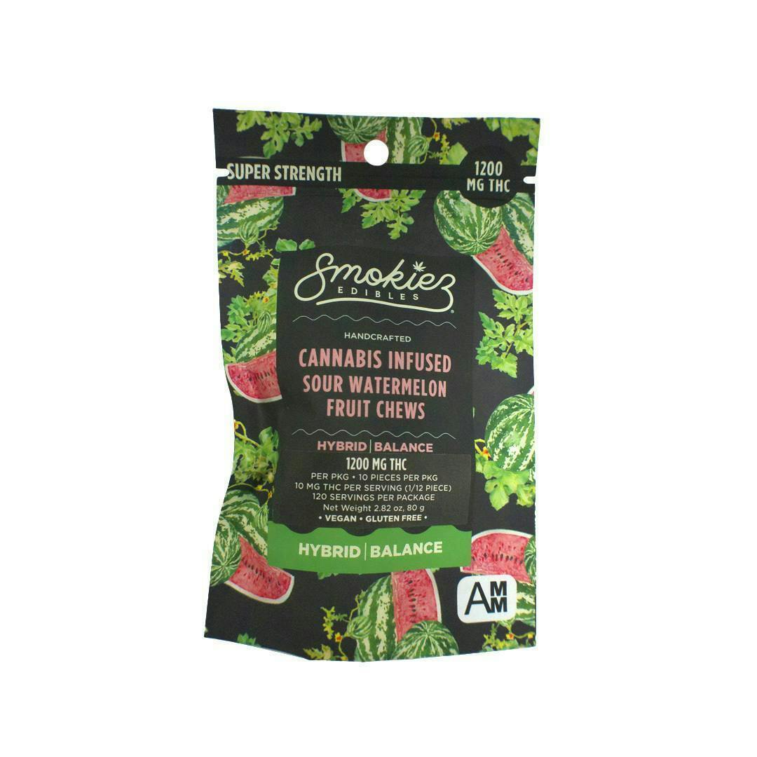 Sour Watermelon Gummies | 1200mg | 10ct | 120mg/ea by Smokiez Edibles