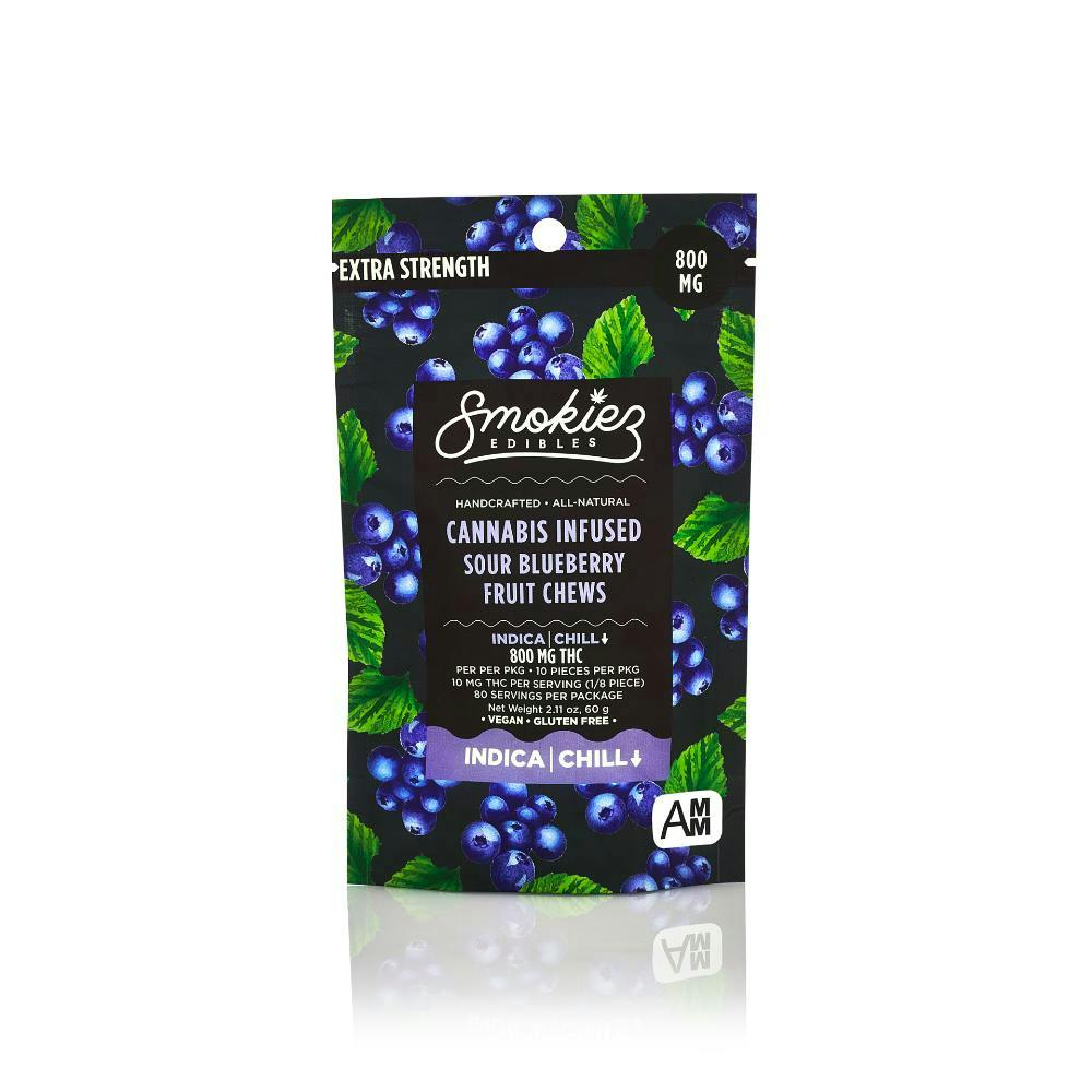 Sour Blueberry Gummies | 800mg | 10ct | 80mg/ea by Smokiez Edibles