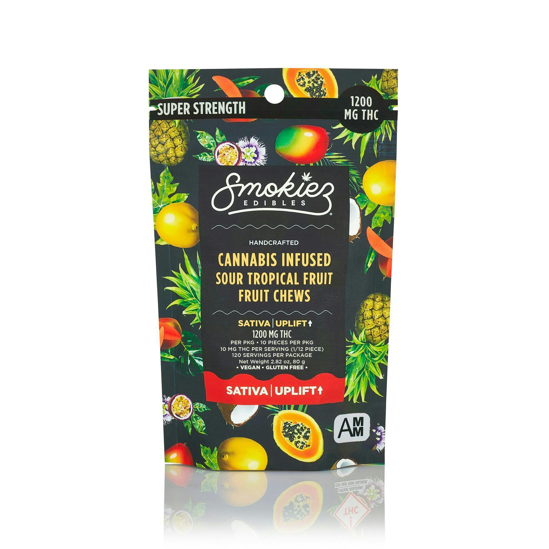 Sour Tropical Fruit Gummies | 1200mg | 10ct | 120mg/ea by Smokiez Edibles