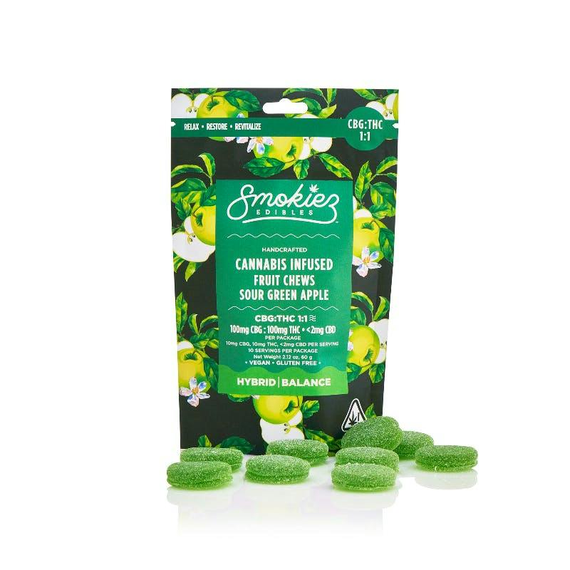 Sour Green Apple Gummies | 1:1 THC:CBG | 100mg | 10ct | 10mg/ea at Speakeasy Dispensary