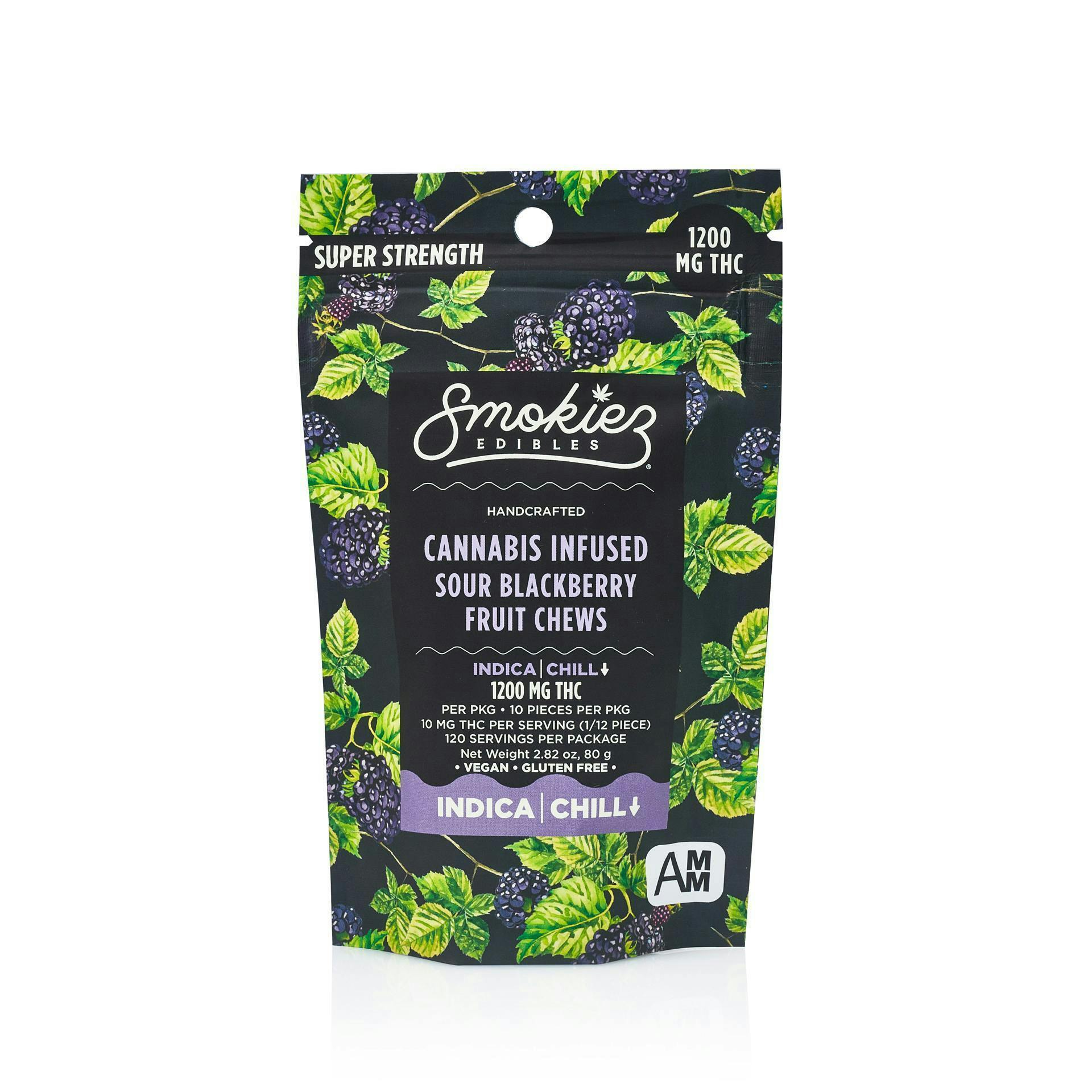 Sour Blackberry Gummies | 1200mg | 10ct | 120mg/ea by Smokiez Edibles