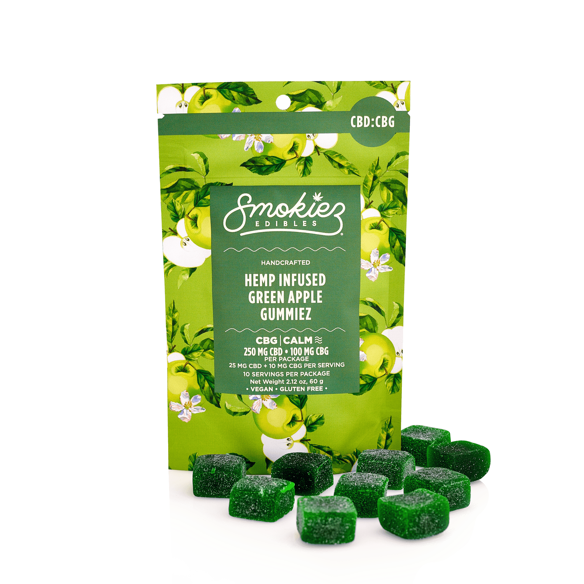 Hemp Infused Green Apple Gummies CBG:CBD 5:2 | 250mg | 10ct | 25mg/ea