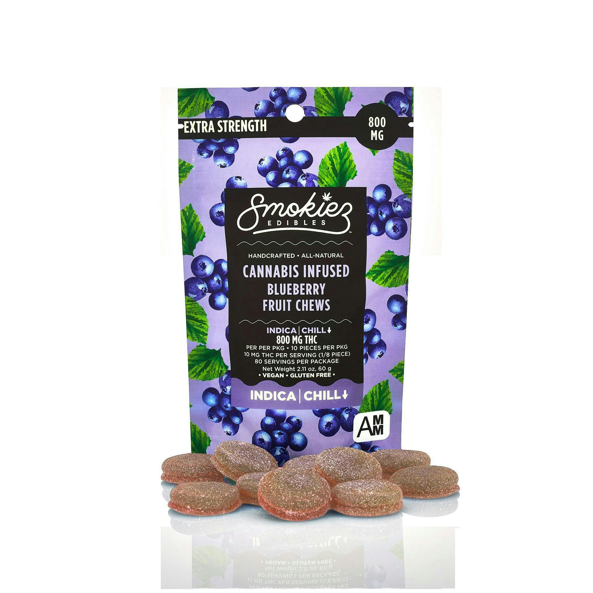 Sweet Blueberry Gummies | 800mg | 10ct | 80mg/ea by Smokiez Edibles
