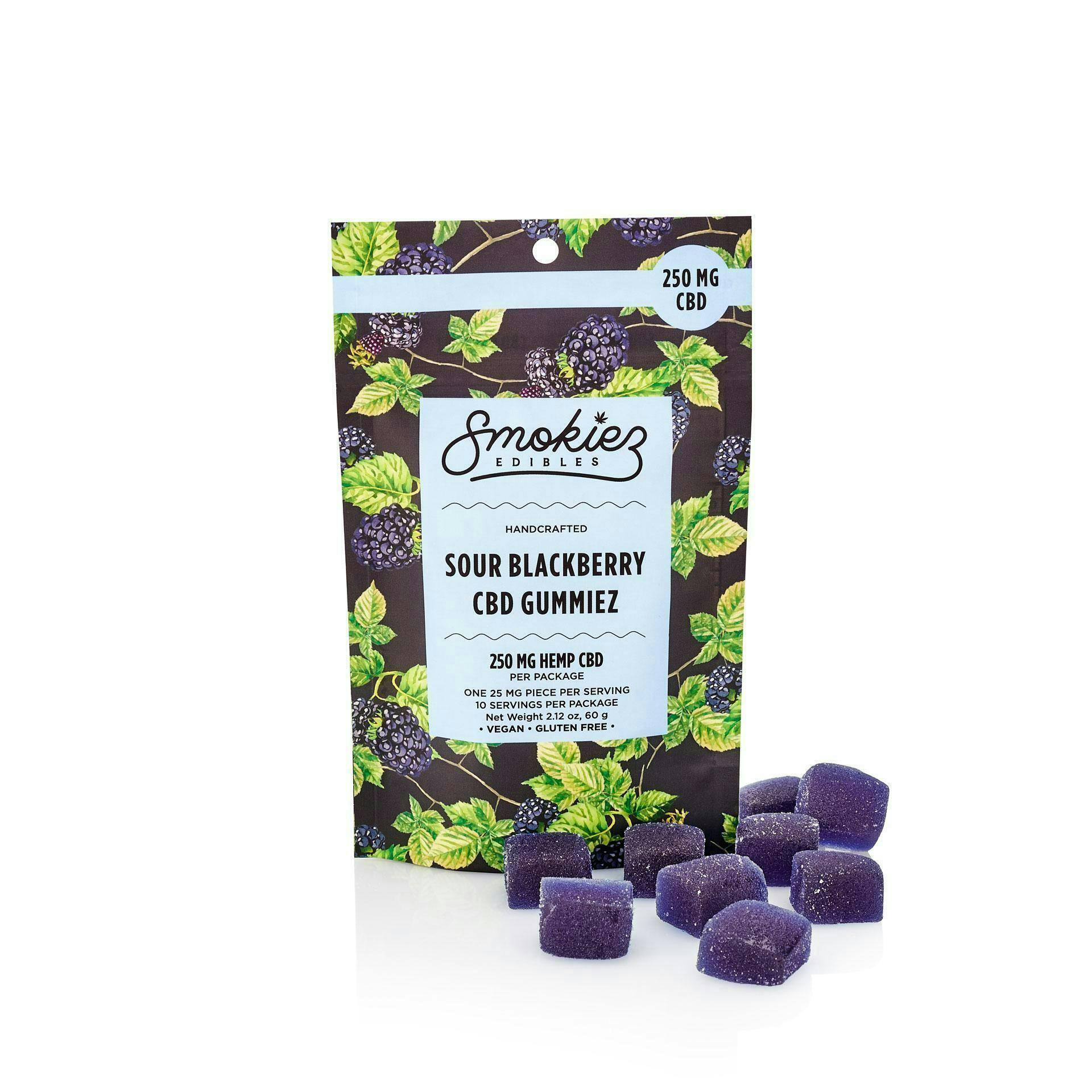 Sour Blackberry CBD Gummies | 250mg | 10ct | 25mg/ea by Smokiez Edibles