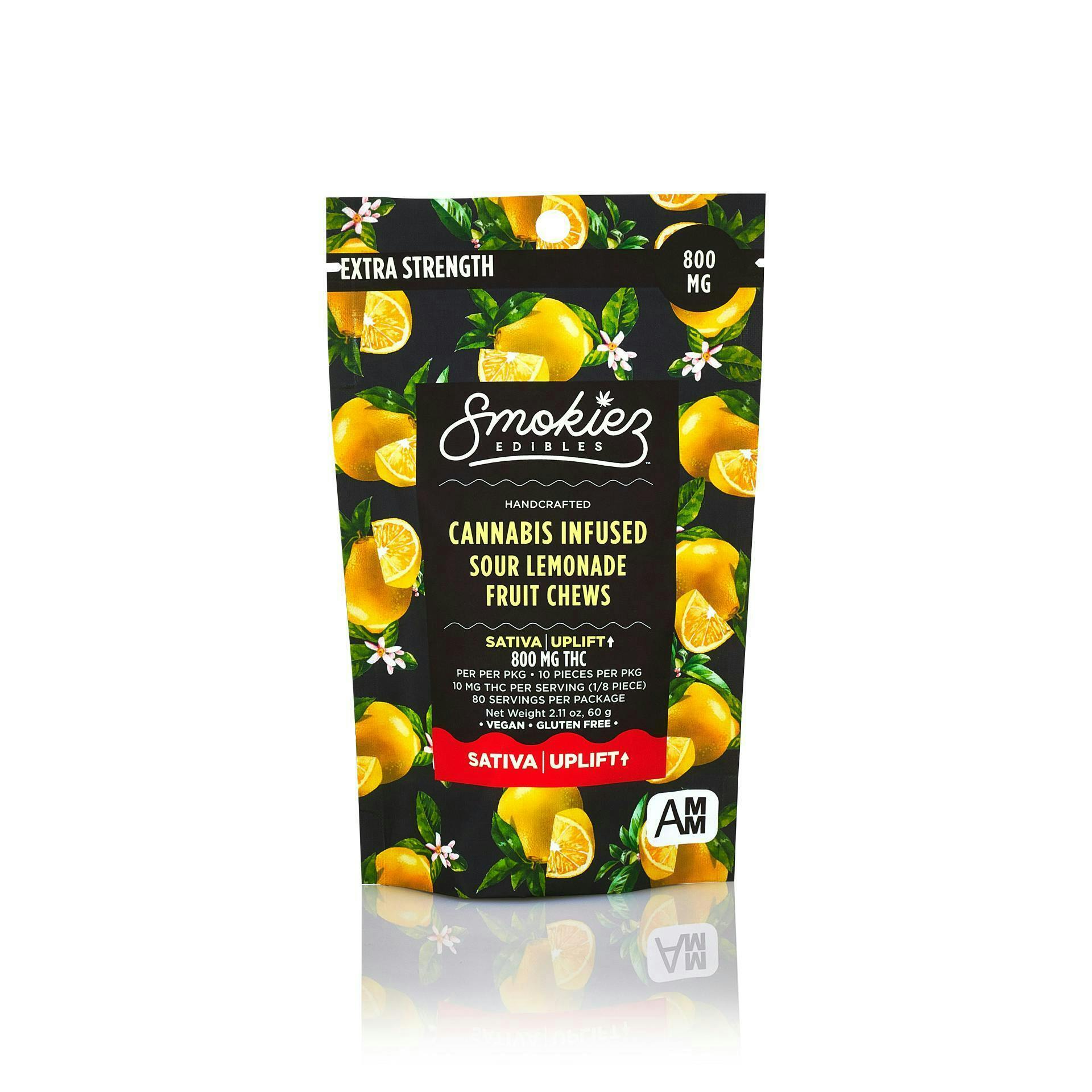 Sour Lemonade Gummies | 800mg | 10ct | 80mg/ea by Smokiez Edibles