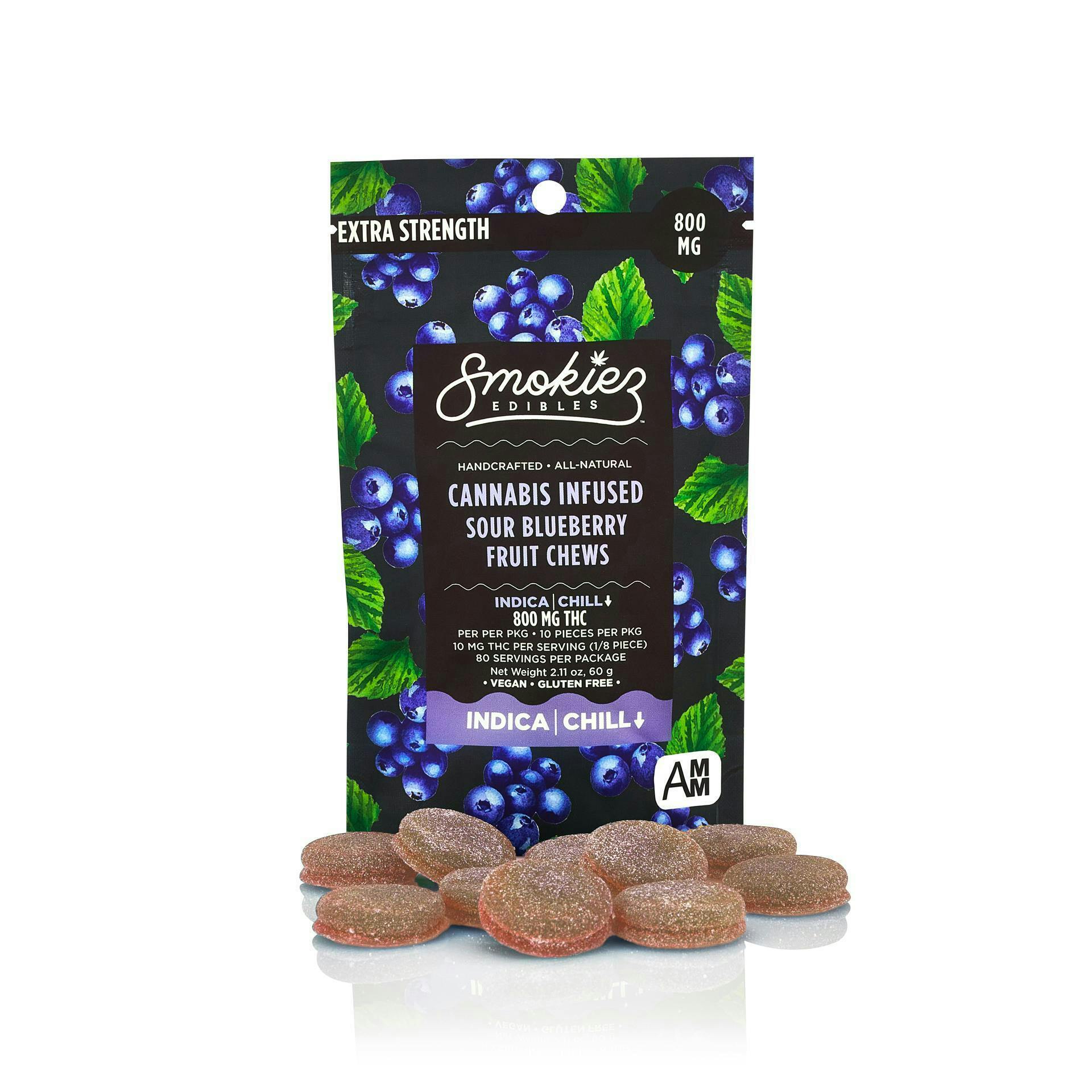 Sweet Blueberry Gummies | 800mg | 10ct | 80mg/ea by Smokiez Edibles