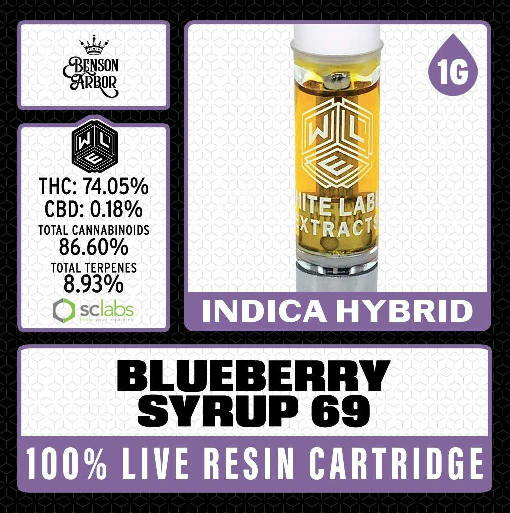 Blueberry Syrup 69 | Live Resin Cartridge | 1g by White Label Extracts
