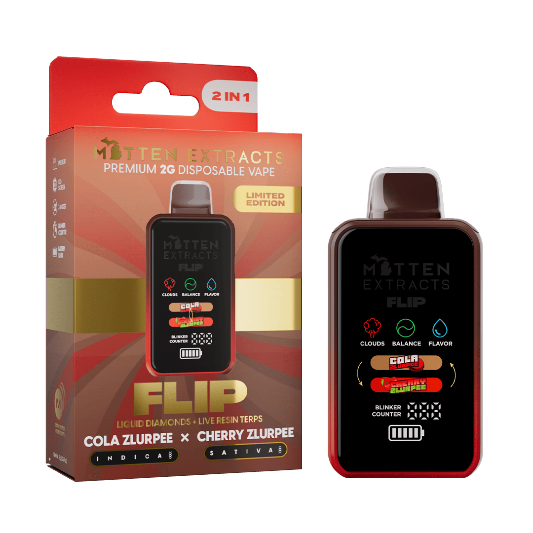 flip vape 2 flavors Cola Zlurpee X Cherry Zlurpee Disposable 2G - Vibe New Buffalo Select Flavor ::Grape B-Pop 1ml-5ml Half Bak'd Rosin Blend