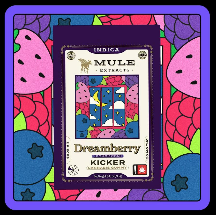 Mule Extracts: Dreamberry 2:1 THC:CBN Gummy - 100mg - Single