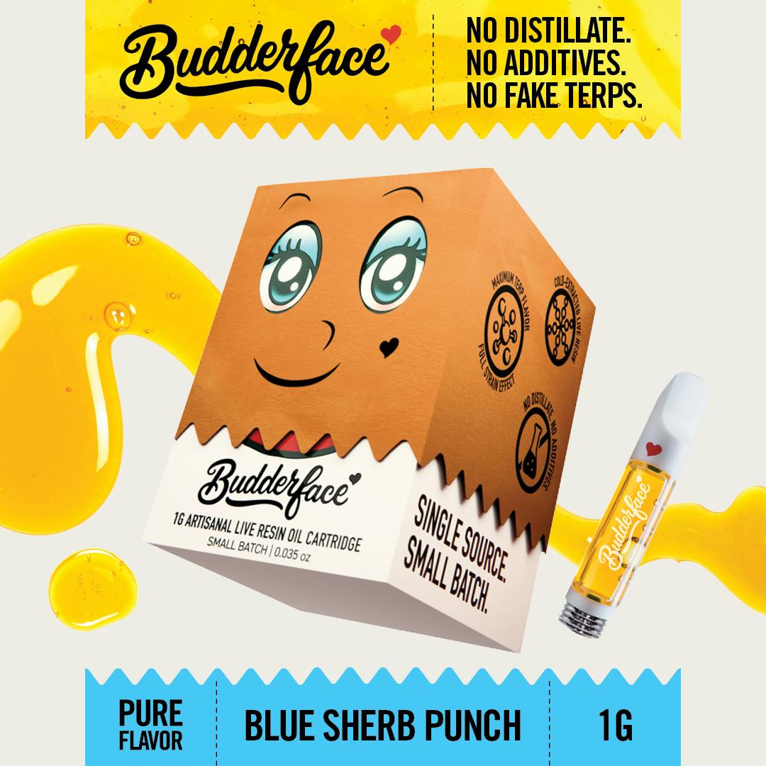 BUDDERFACE | Blue Sherb Punch | 1G | Artisanal Live Resin 510 Vape Cart by Detour
