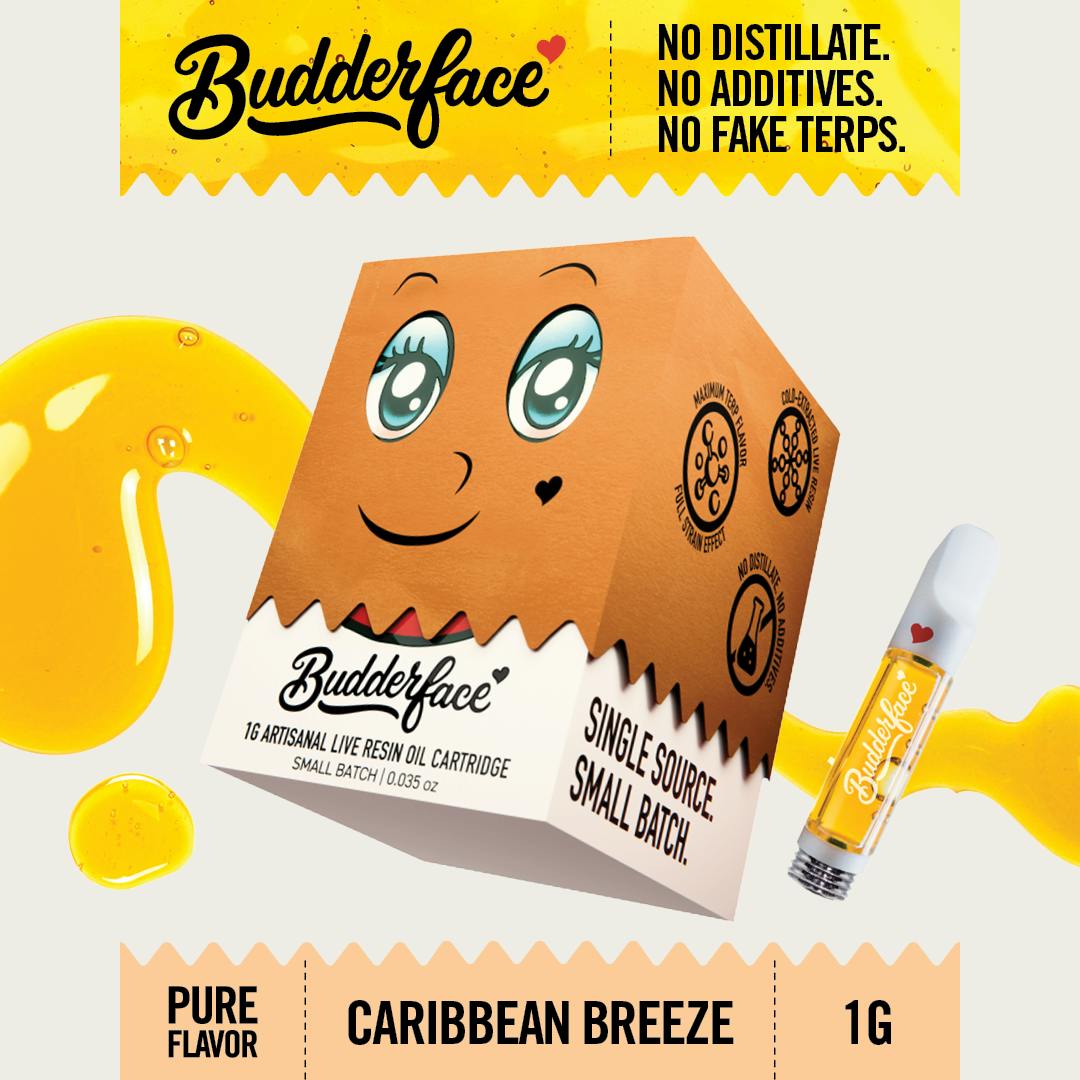 BUDDERFACE | Caribbean Breeze | 1G | Artisanal Live Resin 510 Vape Cart by Detour