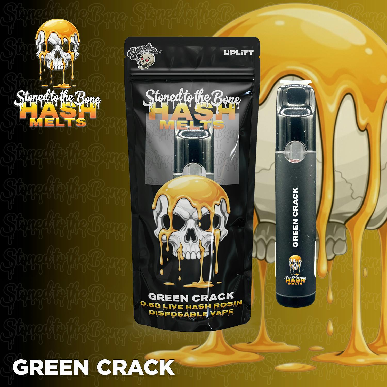 Green Crack | Hash Melts | Premium Rosin Disposable | 0.5g by Stoned to the Bone