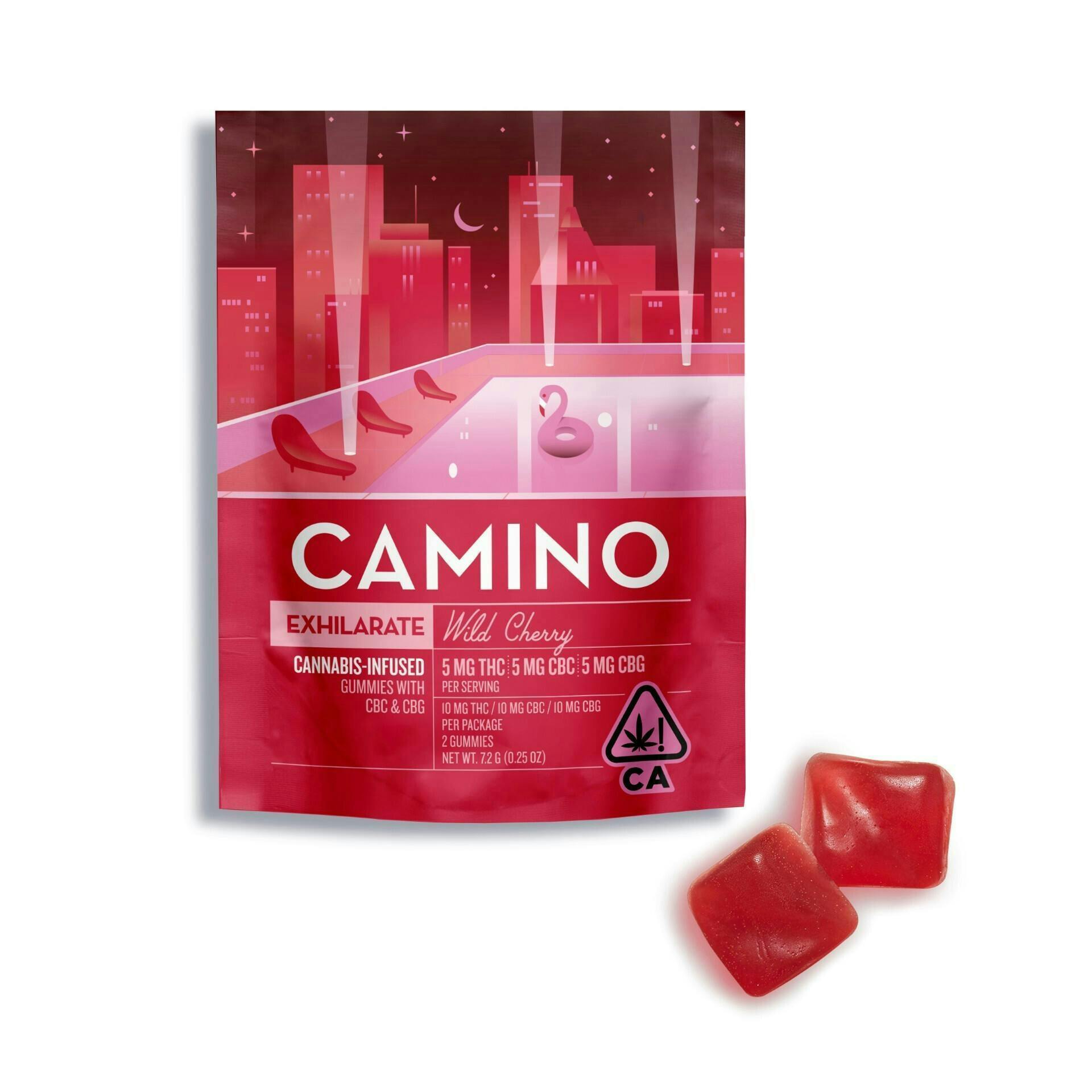 CAMINO: Exhilarate - Wild Cherry THC:CBC:CBG 5:1:1 Gummies - 10mg - 2ct - 5mg/ea