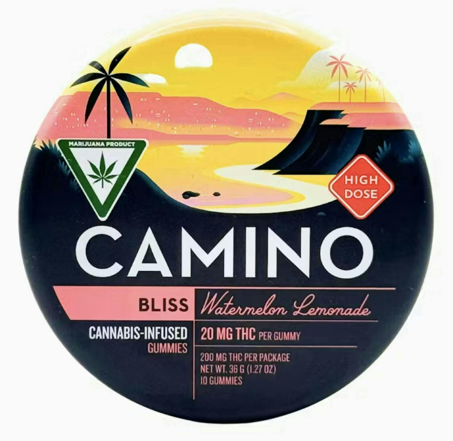 Bliss | Watermelon Lemonade Gummies | 200mg | 10ct | 20mg/ea by Camino