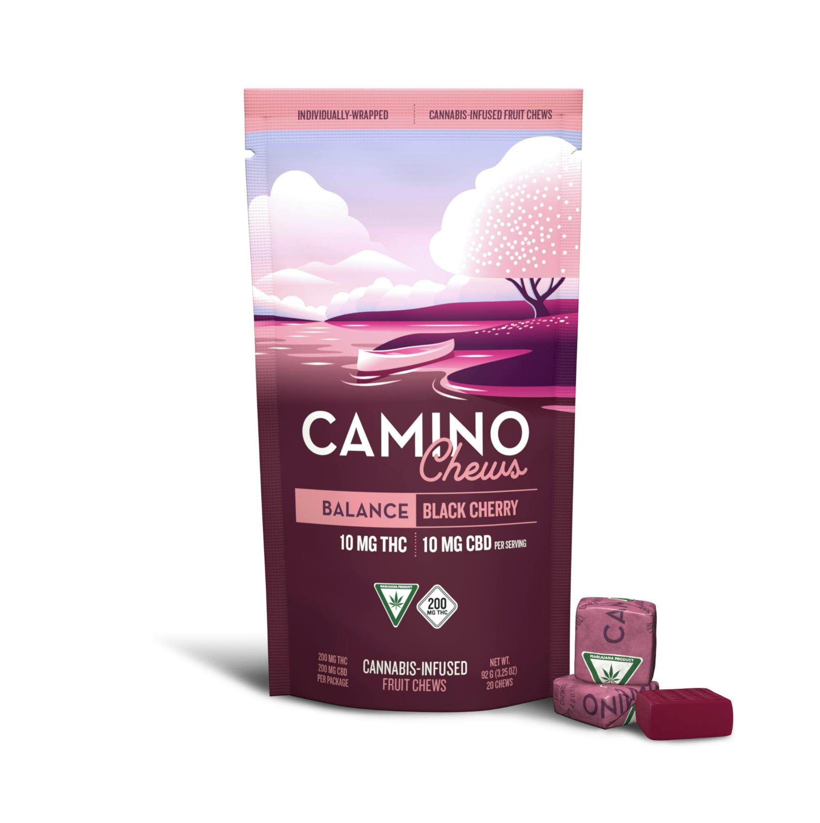 Balance | Black Cherry THC:CBD 1:1 Gummies | 200mg | 20ct | 10mg/ea by Camino