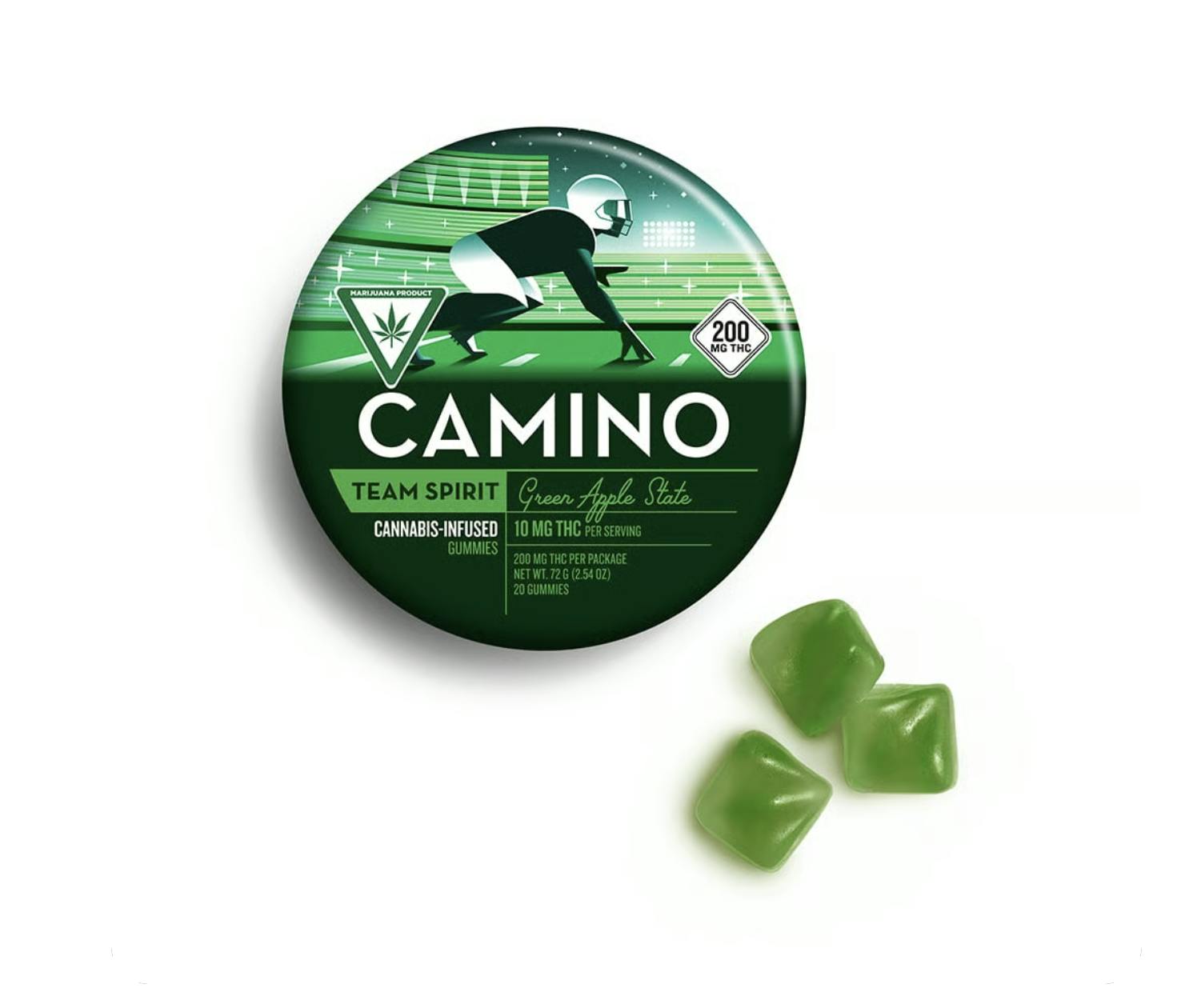 Team Spirit | Green Apple State Gummies | 200mg | 20ct | 10mg/ea by Camino