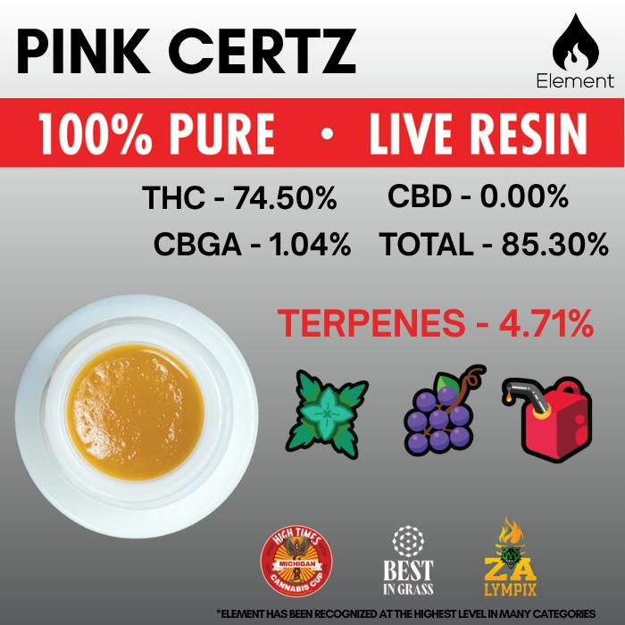 Element Live Resin 1g - Pink Certz
