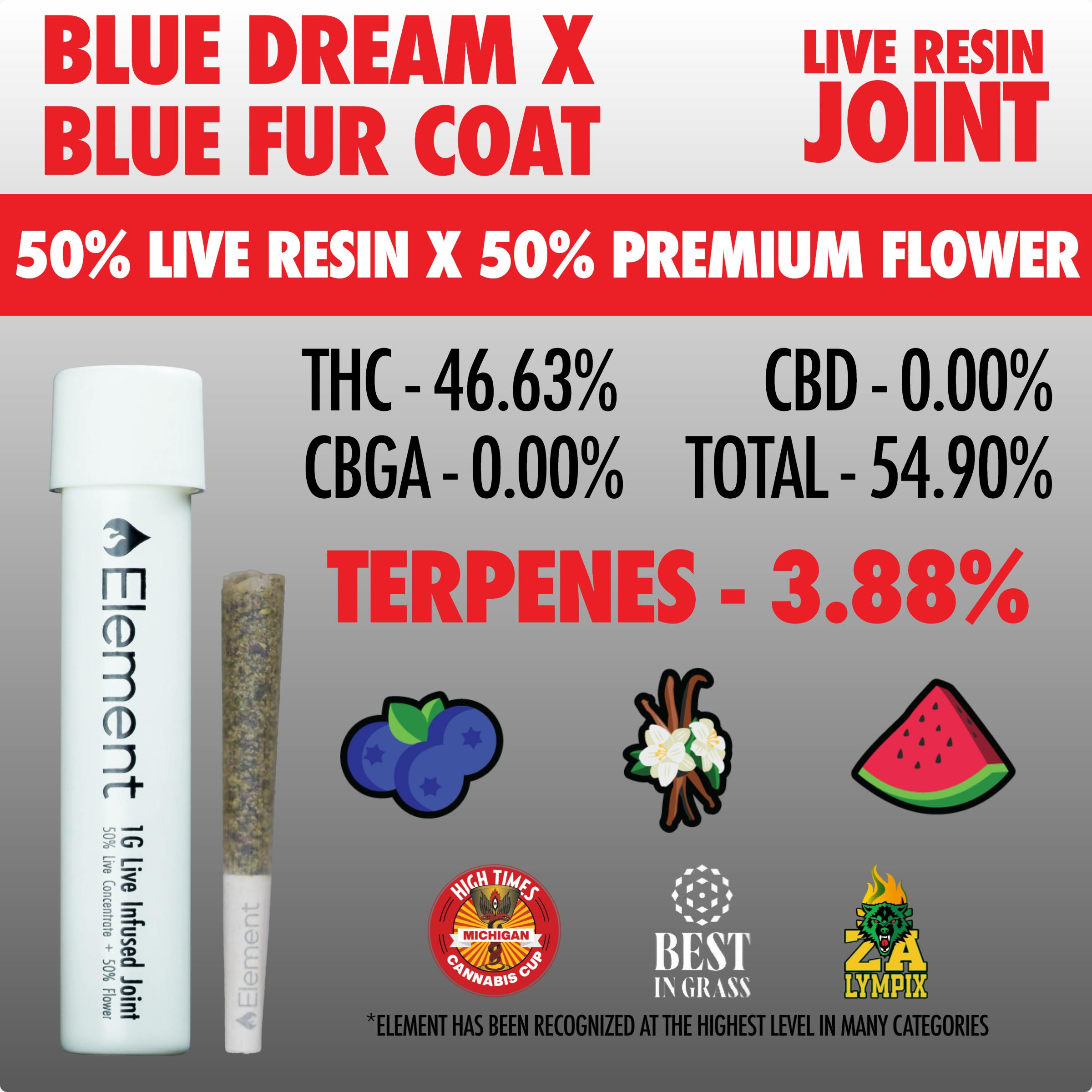 Element x Herb Wealth - Live Resin Joint 1g - Blue Dream x Blue Fur Coat by Element