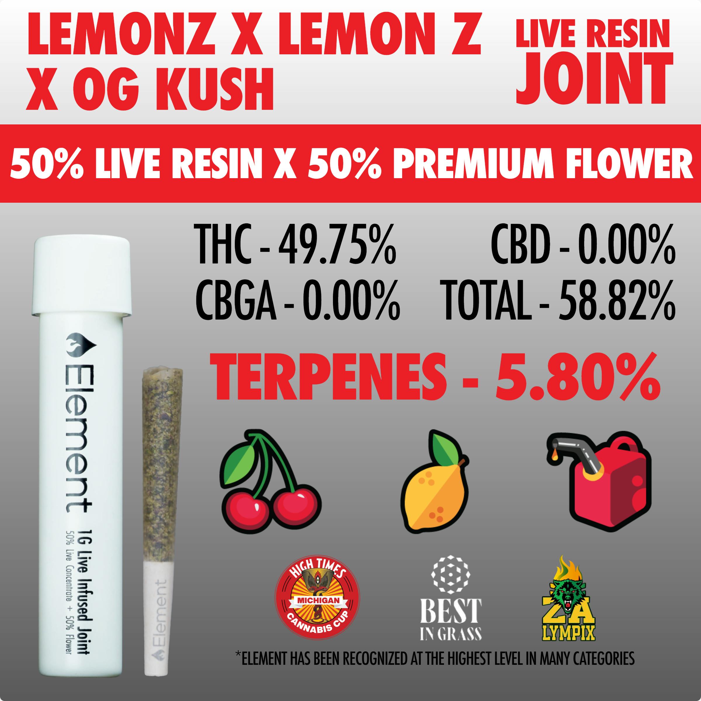 Element x Herb Wealth - Live Resin Joint 1g - Lemonz x Lemon Z x OG Kush
