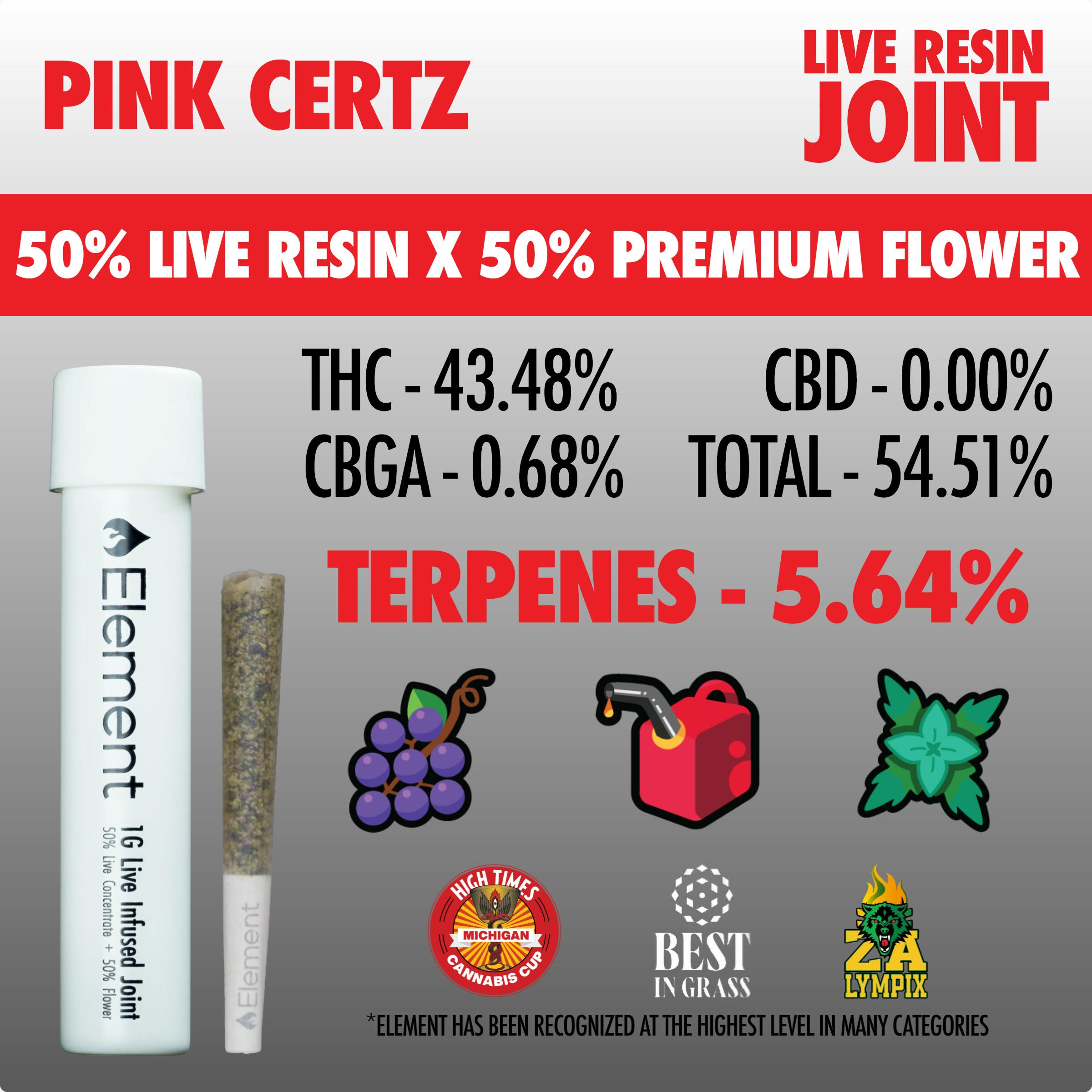 Element x SuperSuper - Live Resin Joint 1g - Pink Certz