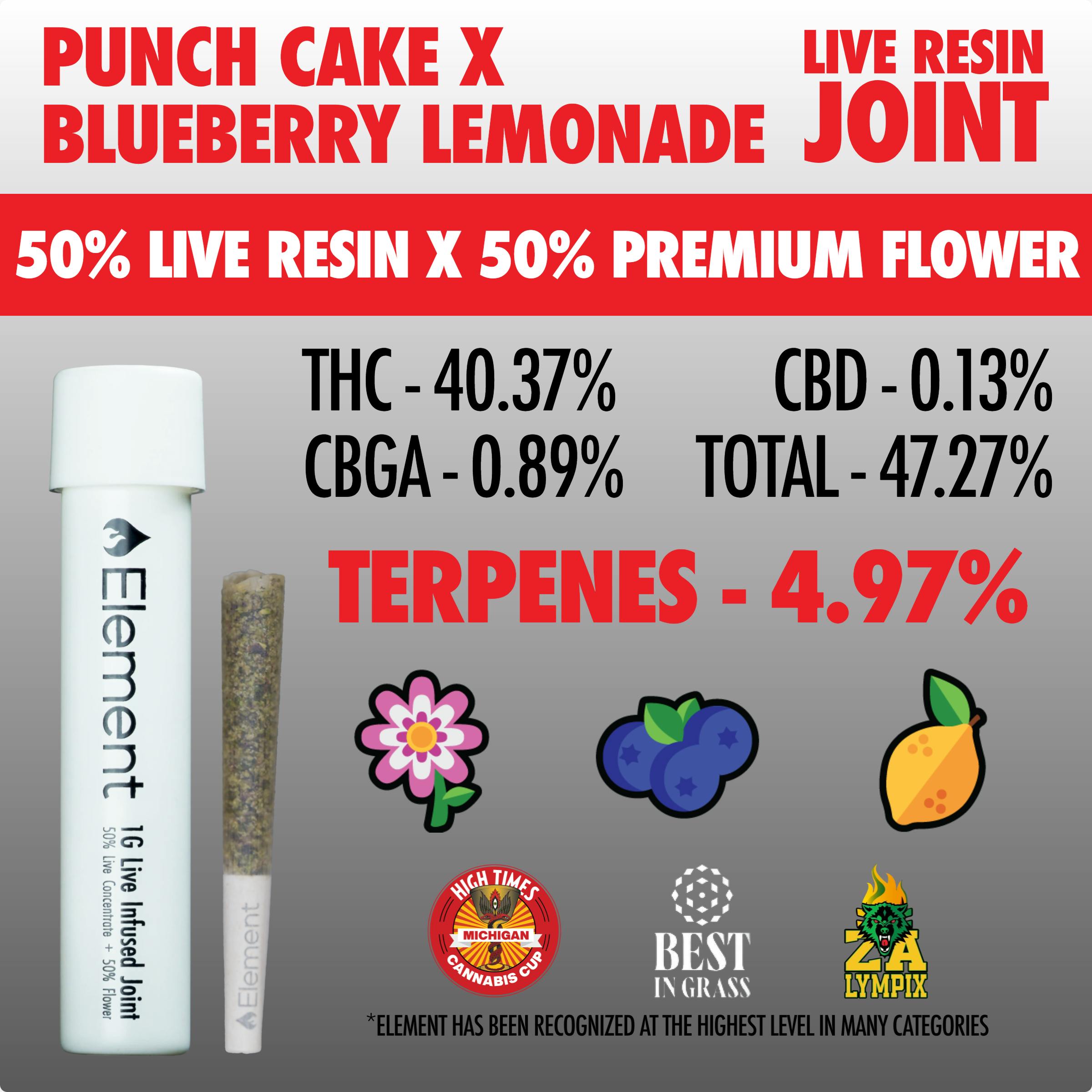 Element - Live Resin Joint 1g - Punch Cake x Blueberry Lemonade