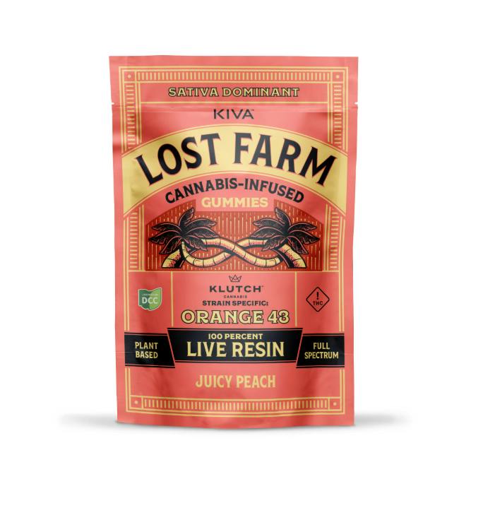 Juicy Peach 'Orange 43' Live Resin Gummies | 100mg | 10ct | 10mg/ea