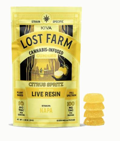 Citrus Spritz 'Napa' Live Resin Gummies | 100mg | 10ct | 10mg/ea by Lost Farm