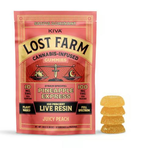 Juicy Peach 'Pineapple Express' Live Resin Gummies | 100mg | 10ct | 10mg/ea