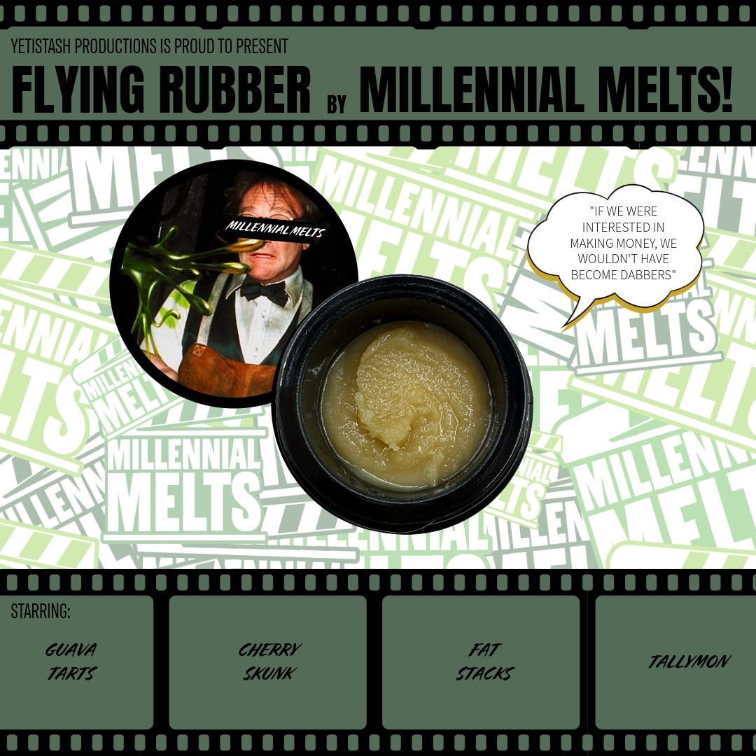 Millennial Melts | Flying Rubber | Live Rosin | 5G Jar by Yeti Stash