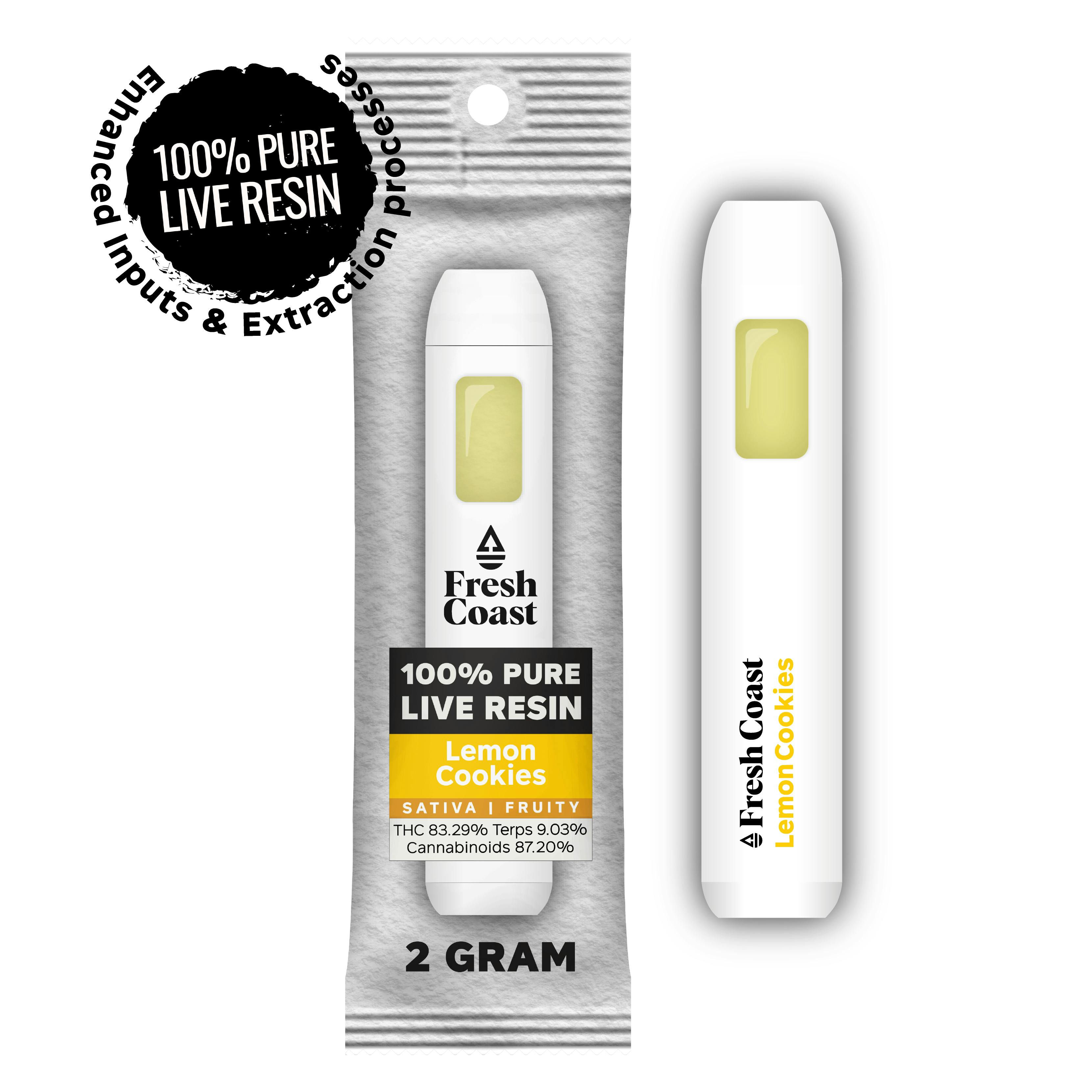 Lemon Cookies | Live Resin Disposable | 2g by Fresh Coast