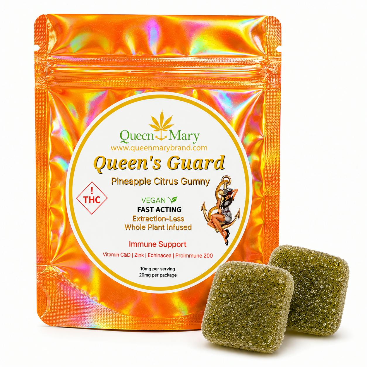 QUEEN’S GUARD – Whole-Plant Immune Support Gummy 2-Pack (20mg THC): Burmese Mimosa