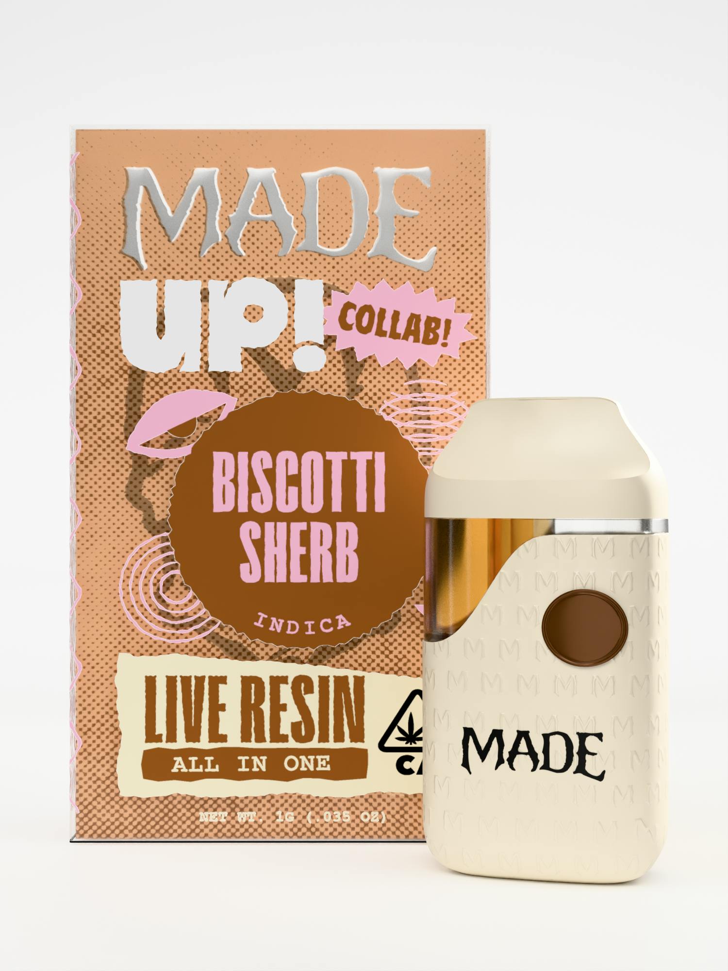 MADE x UP! | Biscotti Sherb | Live Resin Disposable | 1g