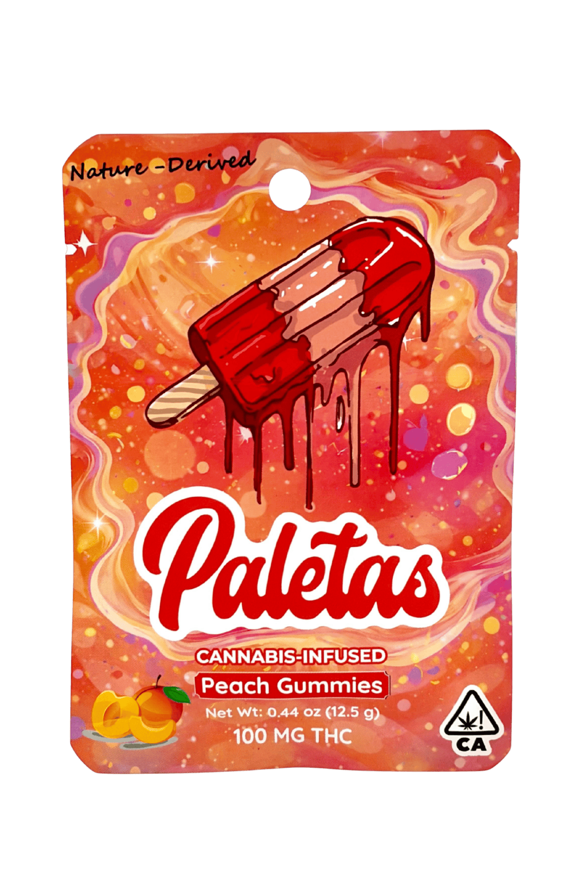 Paletas: Paletas: Peach Gummy Hybrid 1g 100 mg THC per package