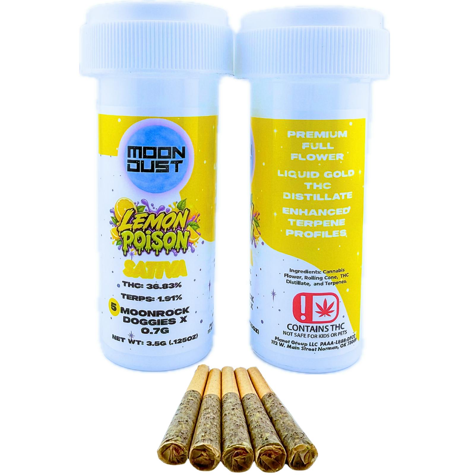 Moon Rock | Lemon Poison | Infused Joint | 0.7g each | 5pk