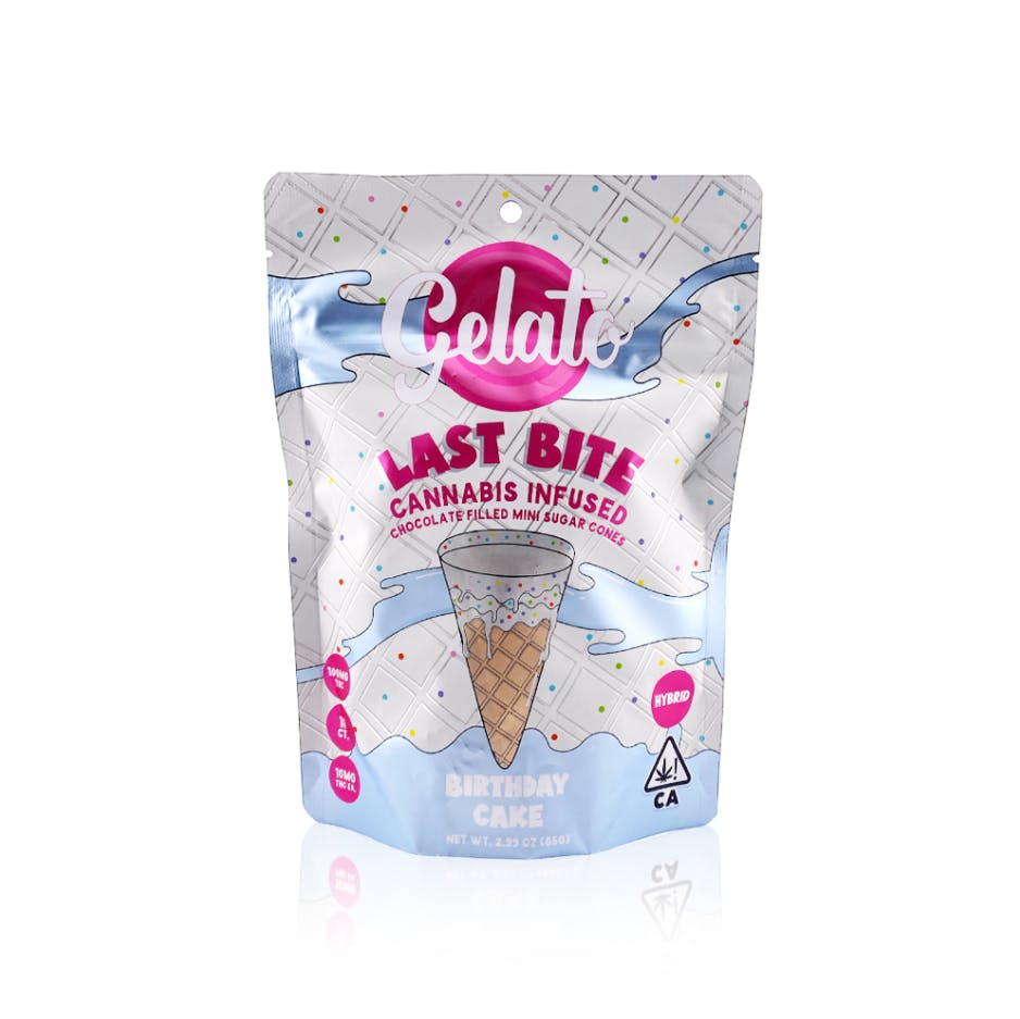 Last Bite · Birthday Cake Mini Cones · Baked Goods · 100mg · 10ct