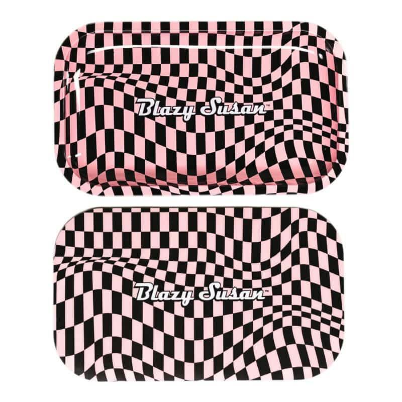 Trippy Checkers Metal Rolling Tray w/ Lid - Medium | Accessories