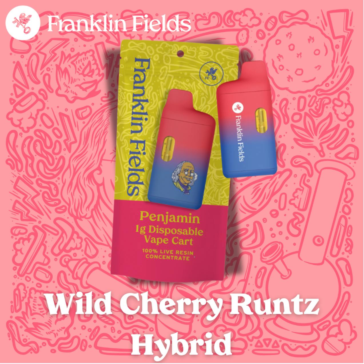Franklin Fields Penjamin Wild Cherry Runtz 1G Live Resin Disposable Vape