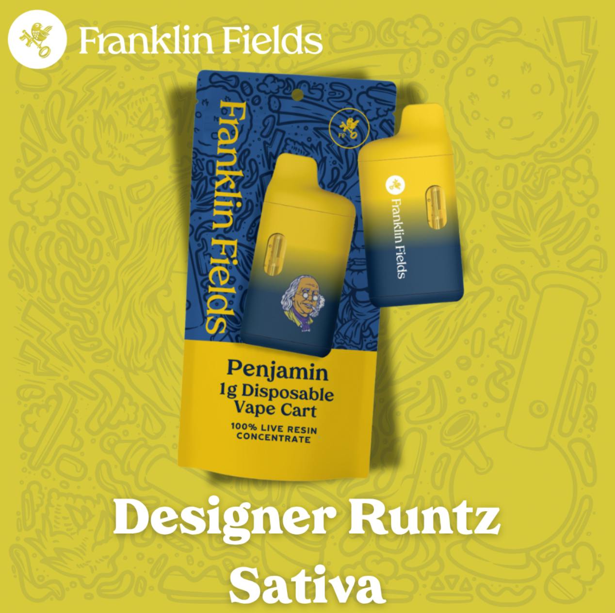 Franklin Fields Penjamin Designer Runtz 1G Live Resin Disposable Vape