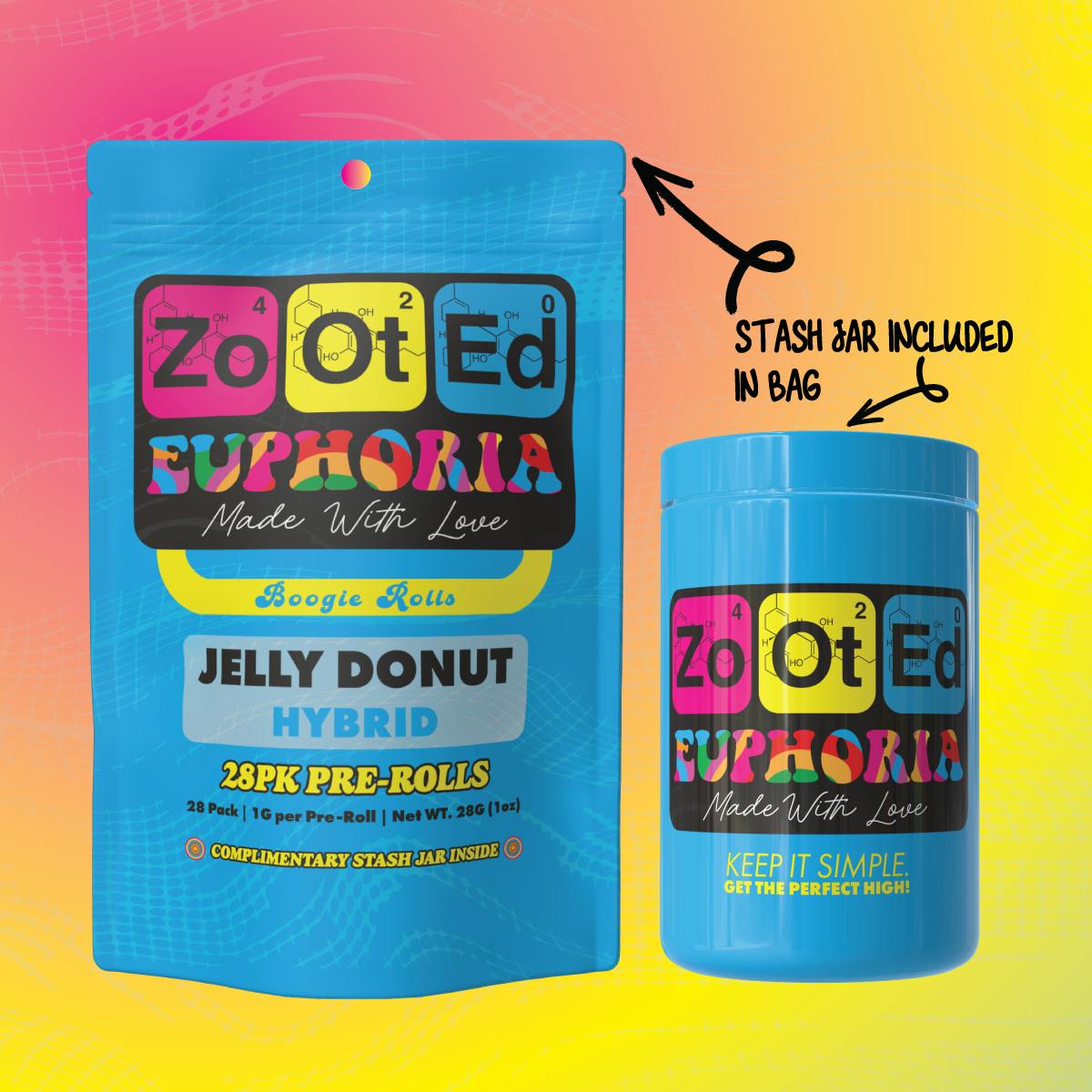 Euphoria Boogie Roll | Jelly Donut | Joints | 1g ea | 28pk