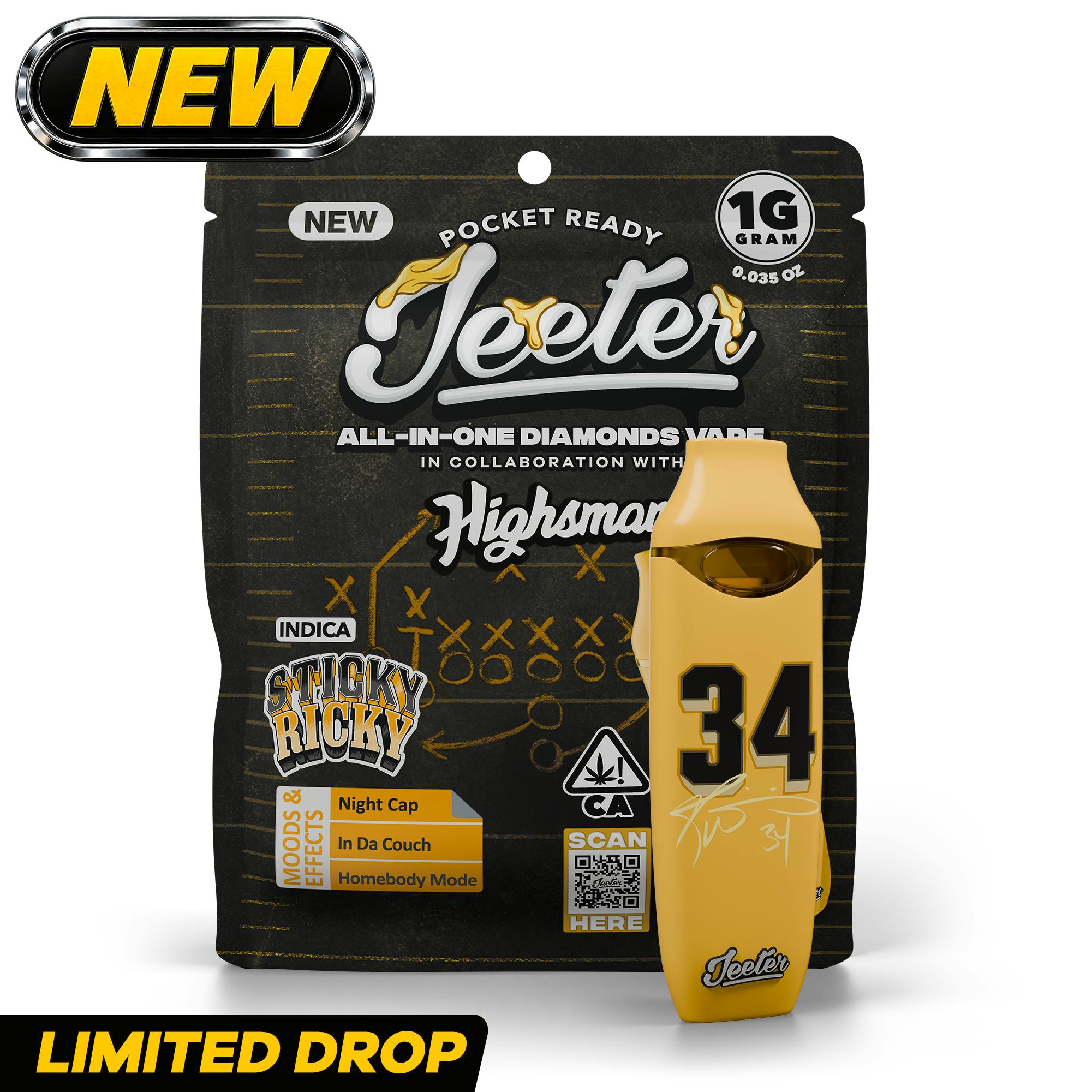 Jeeter x Highsman Game Day | Sticky Ricky | Diamonds Disposable | 1g