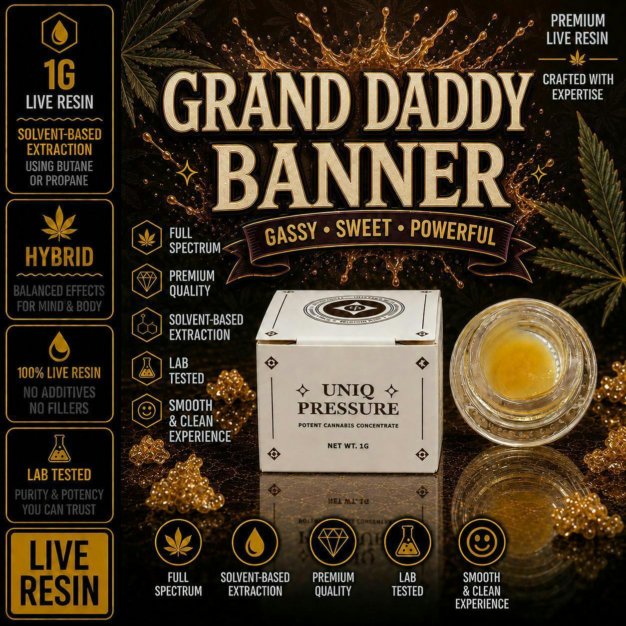 Grand Daddy Banner | Live Resin Concentrate | 1g at The H.U.B.