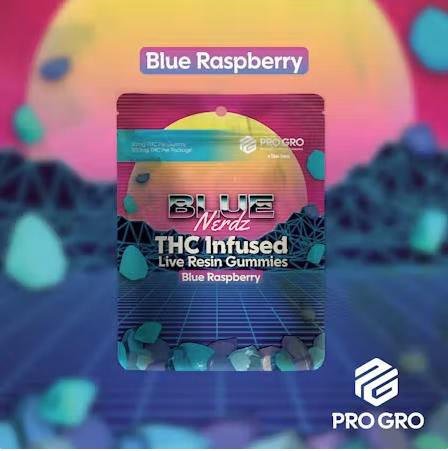 Blue Nerdz | Blue Raspberry Live Resin Gummies | 200mg | 10ct | 20mg/ea by Pro Gro