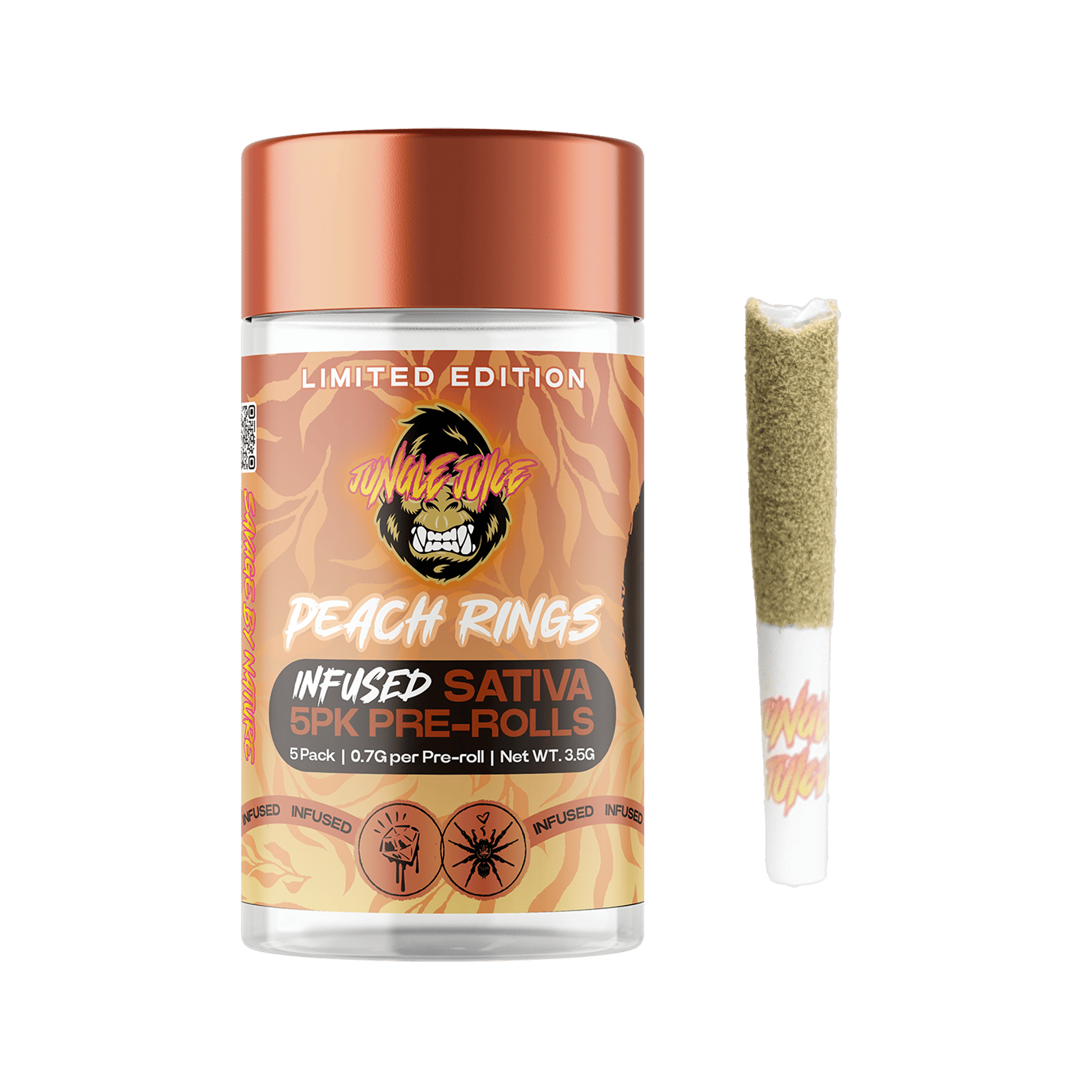 Jungle Juice - Peach Rings - 5 pk Tarantula Pre-Rolls - Limited Edition
