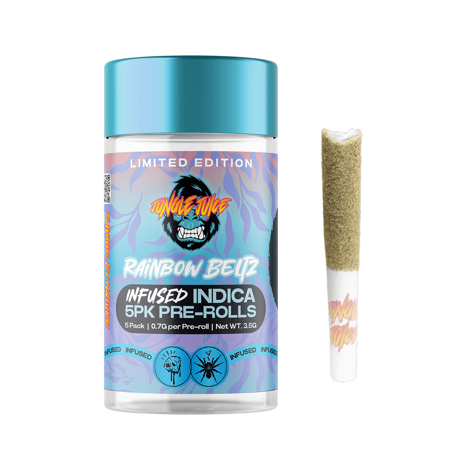 Jungle Juice - Rainbow Beltz - 5 pk Tarantula Pre-Rolls - Limited Edition by Jungle Juice